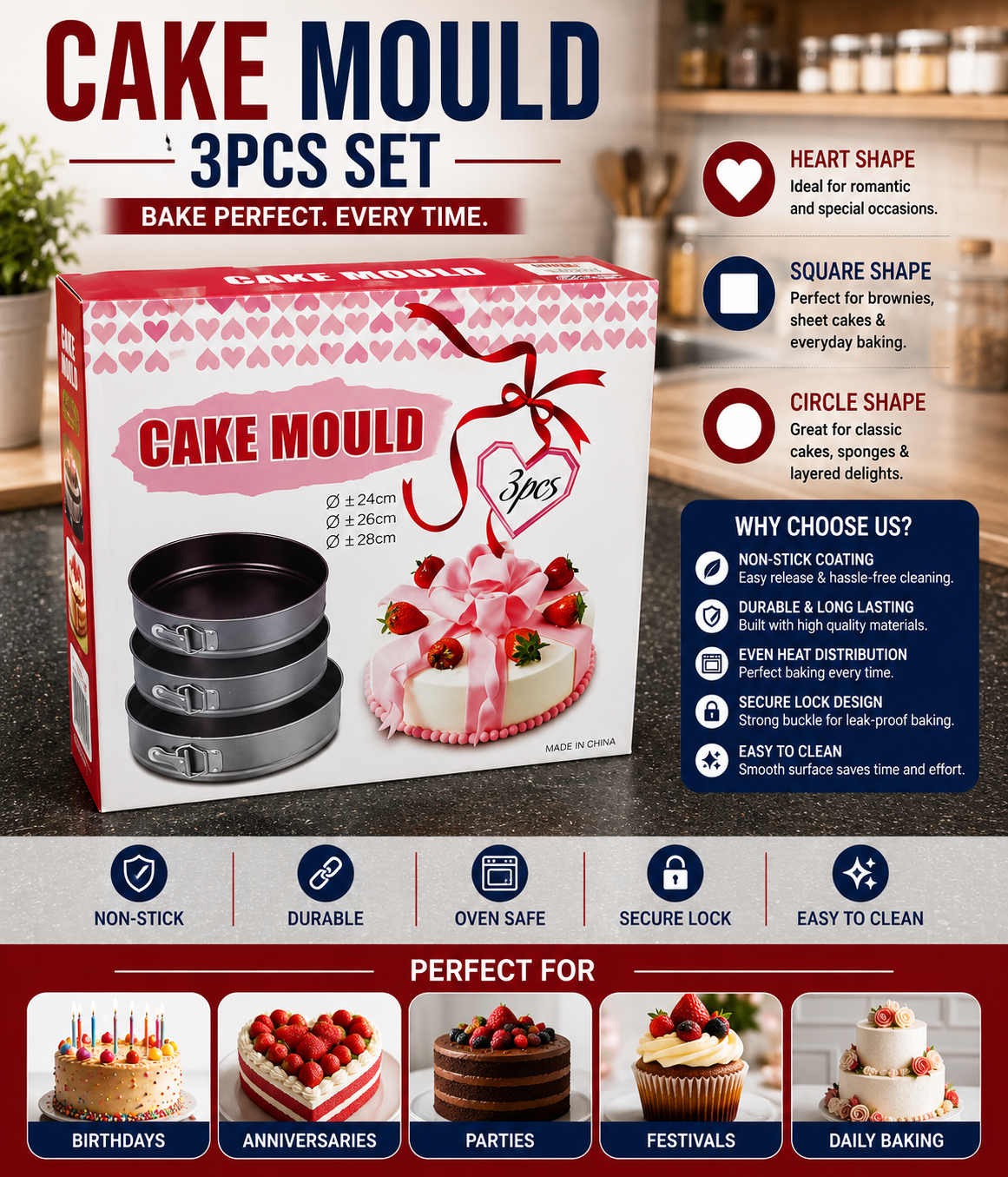 3pcs set Cake Molds