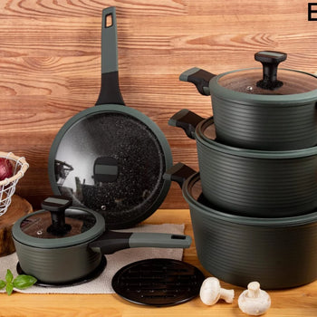 Piece Black Marble Cookware Set