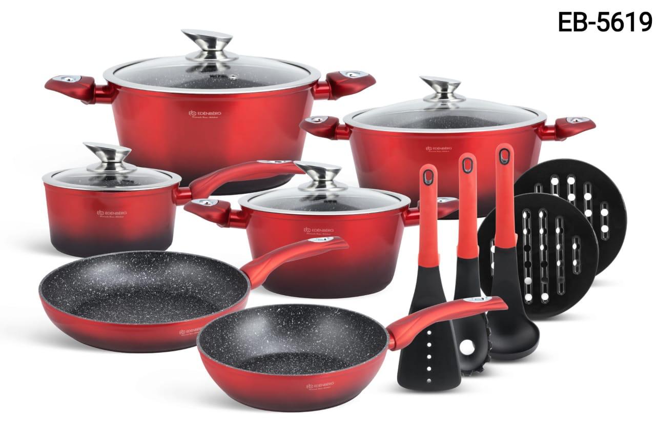 EB-5619 C/WARE SET 15PC RED & BLACK