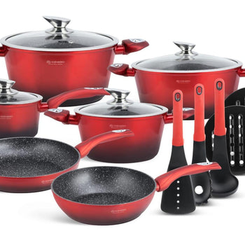 EB-5619 C/WARE SET 15PC RED & BLACK