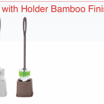 B2 Toilet Brush with Holder Bamboo Finish