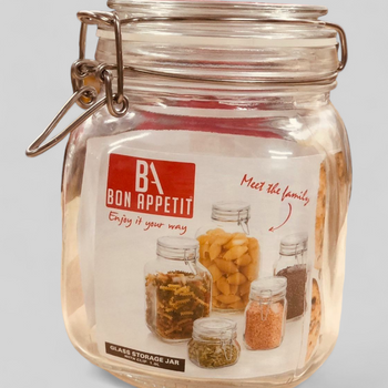 BA Glass Jar 4L with Clip Sq