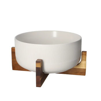 "2.7L Salad  1pcs/color box,unit:pcs bowl&wooden Stand φ22.5*10cm Porcelain"