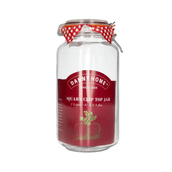 Square clip top jar   egg packing ,Unit:Pcs 2L 67.6 US floz 9*26cm,glass
