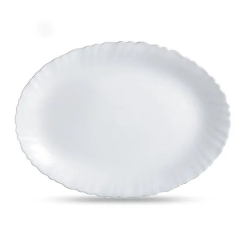 [P4395] Feston White Oval Plate 33cm