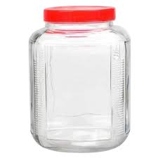 BA Sqr Glass Jar 2L6 Red Screw Lid