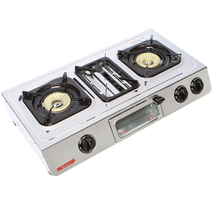Ramtons 2 Burner + Grill Gas Cooker S/Steel