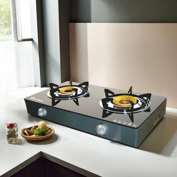 Ramtons 2 Burner Gas Cooker Ceramic Top