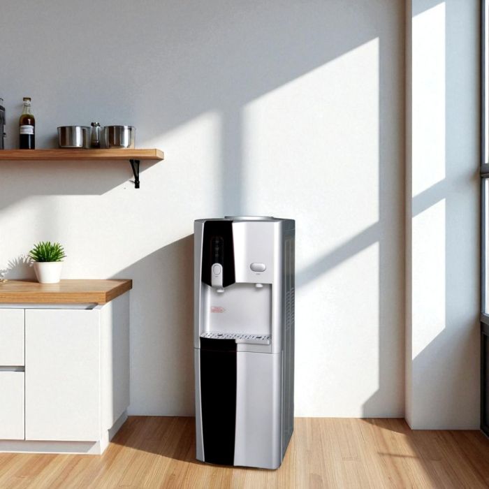 Ramtons Hot & Normal Dispenser + Stand Silver-Black
